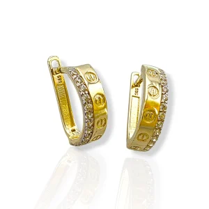 Елегантни златни обеци с цирконии и модерен блясък 14K RG13101