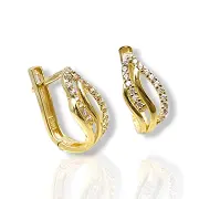 Златни обеци с вълнообразен дизайн и цирконий 14K RG10838