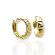 Златни обеци халки с релефен вертикален дизайн 14K RG10860