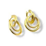 Златни обеци халки Fancy с преплетени окръжности 14K RG11179