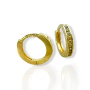 Детски златни обеци халки с бели цирконии 14K RG12490