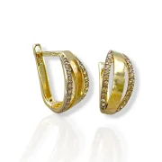 Дамски златни обеци с двойна линия и стилен акцент 14K RG13102