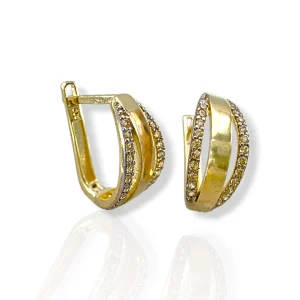 Дамски златни обеци с двойна линия и стилен акцент 14K RG13102