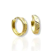 Златни обеци халки с геометрични линии и матов ефект 14K RG10861