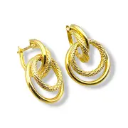 Златни обеци халки Fancy с релефно гравиране 14K RG11180