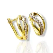 Златни обеци с вълнообразна форма и цирконии 14K RG10840