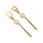 Висящи обеци с кръгло Chanel лого 14K RG11168