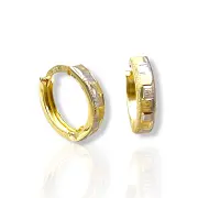 Златни обеци халки с бели фасети и мат 14K RG10862
