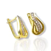 Златни обеци с капковидна форма и циркони 14K RG10841