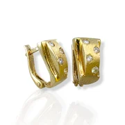 Стилни златни обеци с релефна текстура и детайл 14K RG13104