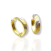 Златни обеци халки с двуцветни диагонали 14K RG10863
