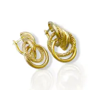 Дамски златни обеци жълто злато преплетени халки 14K RG12528