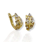 Дизайнерски златни обеци с листовиден мотив и контраст 14K RG13105