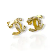 Дамски златни обеци на винт с едри блестящи цирконии 14K RG13210