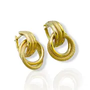 Златни обеци халки жълто злато с матиран ефект 14K RG12529