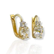 Изящни златни обеци с централен камък и изчистена визия 14K RG13106