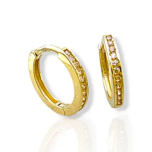 Детски златни обеци халки с фино инкрустирани цирконии 14K RG12494