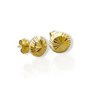 Златни обеци на винт топчета с фасетирана кръгла повърхност 14K RG13390