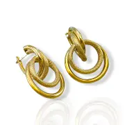 Дамски златни обеци жълто злато преплетени халки 14K RG12530