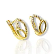 Златни обеци с двойна сълза и блясък 14K RG10844