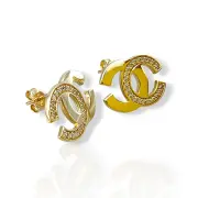 Дамски златни обеци с преплетени кръгове цирконии 14K RG13212