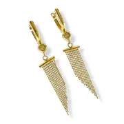 Висящи златни обеци с циркони и синджири от топчета 14K RG12827