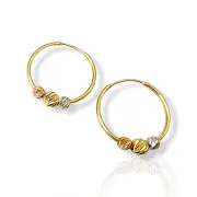 Златни обеци халки тип Пандора с топчета 14K RG11795