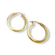 Класически златни обеци халки с правоъгълен профил 14K RG11530