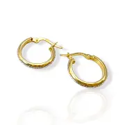 Елегантни златни обеци халки с бели акценти 14K RG11788
