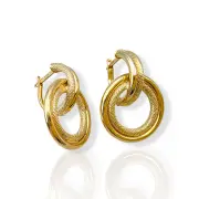 Златни обеци халки с преплетени кръгове 14K RG11807