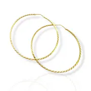 Златни обеци халки с фина гравирана текстура 14K RG13369