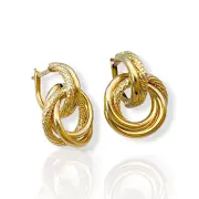 Златни обеци халки артистична плетка 14K RG11808