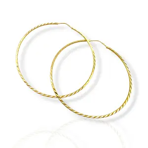 Златни обеци халки с фина гравирана текстура 14K RG13369