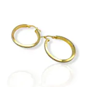 Луксозни златни обеци халки декоративен кант 14K RG11790