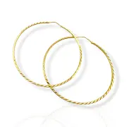 Златни обеци халки с тънък фасетиран дизайн 14K RG13370