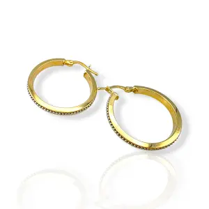 Луксозни златни обеци халки декоративен кант 14K RG11790