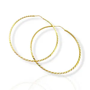 Златни обеци халки с тънък фасетиран дизайн 14K RG13370