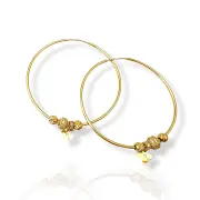 Изящни златни обеци халки тип Пандора цветен детайл 14K RG11801