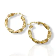 Ефектни златни обици халки с усукан дизайн 14K RG11591