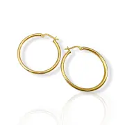 Класически златни обеци халки семпла изработка 14K RG11791