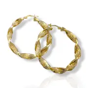 Златни обици халки с усукан дизайн 14K RG11593