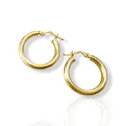 Златни обеци халки с класически полиран дизайн 14K RG13373