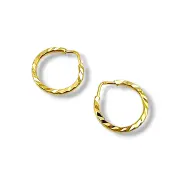 Златни обеци халки гравирани с ромбовидни фасети 14K RG10894