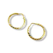 Златни обеци халки гравирани с усукана шарка 14K RG10899