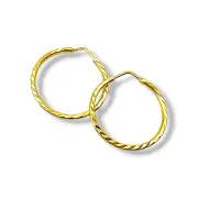 Златни обеци халки гравирани с линии 14K RG10901