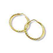 Златни обеци халки гравирани с нежна текстура 14K RG10902