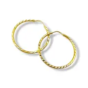 Златни обеци халки гравирани с прецизност 14K RG10903