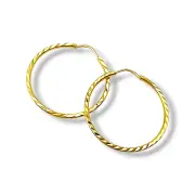 Златни обеци халки гравирани с нежност 14K RG10904