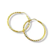 Златни обеци халки гравирани с лек релеф 14K RG10905