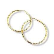 Златни обеци халки гравирани с класически ръб 14K RG10908
